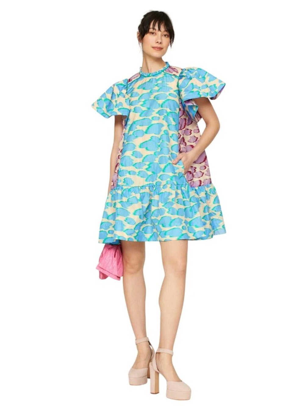 Hofmann Copenhagen Elena Dress in Blue Print 34 Womens Mini Shift